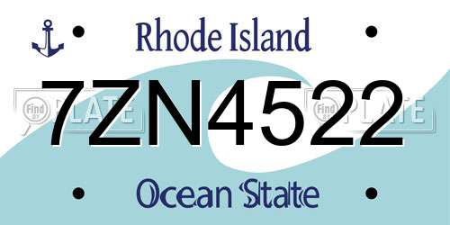 7ZN4522 Rhode Island License Plate