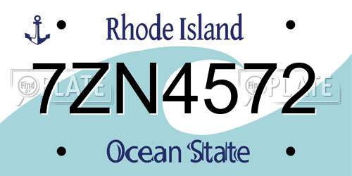 7ZN4572 Rhode Island License Plate