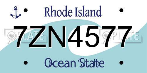 7ZN4577 Rhode Island License Plate