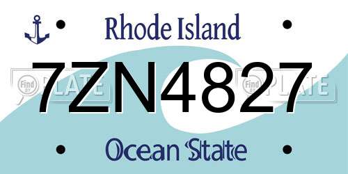 7ZN4827 Rhode Island License Plate