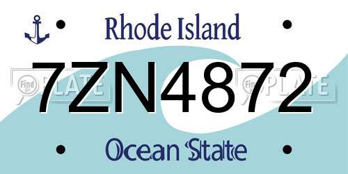 7ZN4872 Rhode Island License Plate