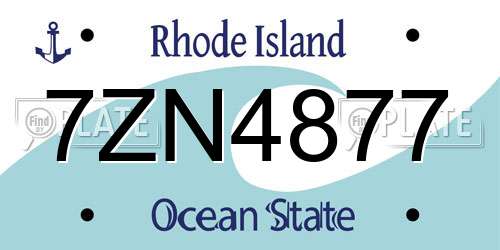 7ZN4877 Rhode Island License Plate