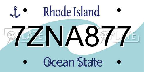 7ZNA877 Rhode Island License Plate