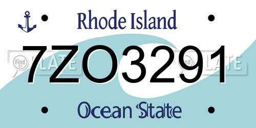 7ZO3291 Rhode Island License Plate