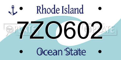 7ZO602 Rhode Island License Plate