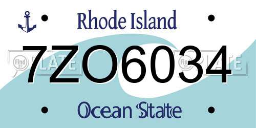 7ZO6034 Rhode Island License Plate