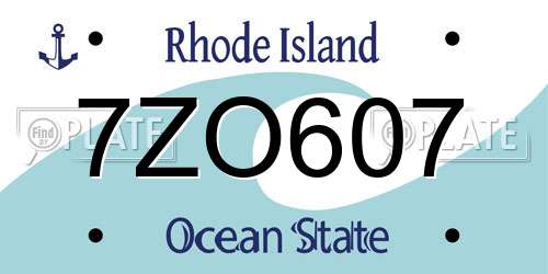 7ZO607 Rhode Island License Plate