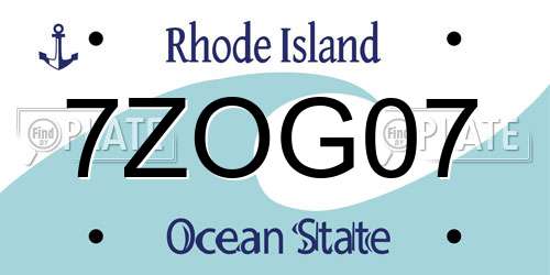7ZOG07 Rhode Island License Plate