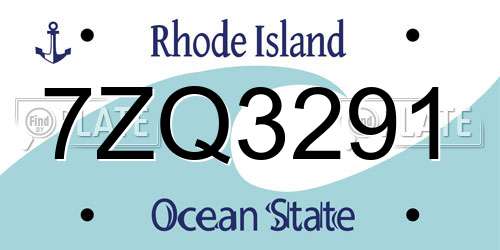 7ZQ3291 Rhode Island License Plate