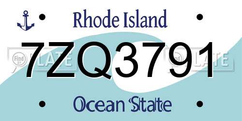 7ZQ3791 Rhode Island License Plate