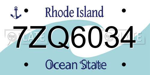 7ZQ6034 Rhode Island License Plate