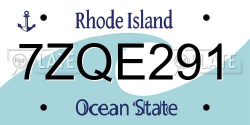 7ZQE291 Rhode Island License Plate