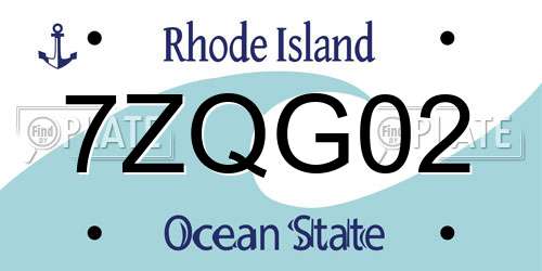 7ZQG02 Rhode Island License Plate