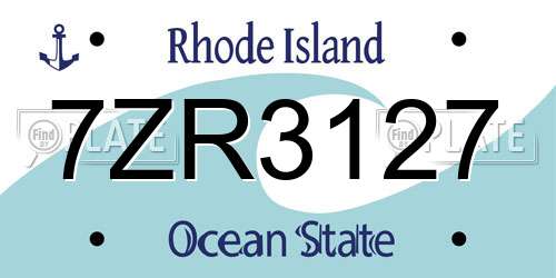 7ZR3127 Rhode Island License Plate