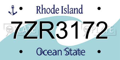7ZR3172 Rhode Island License Plate