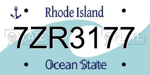 7ZR3177 Rhode Island License Plate