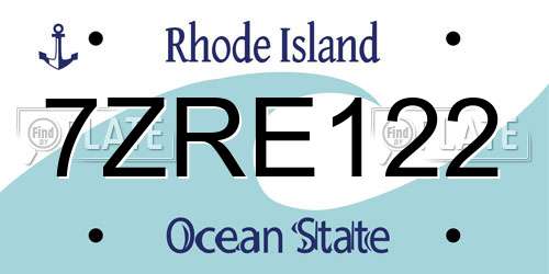 7ZRE122 Rhode Island License Plate