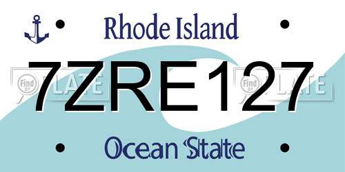7ZRE127 Rhode Island License Plate