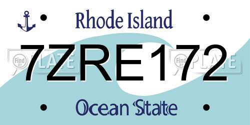 7ZRE172 Rhode Island License Plate
