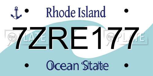 7ZRE177 Rhode Island License Plate