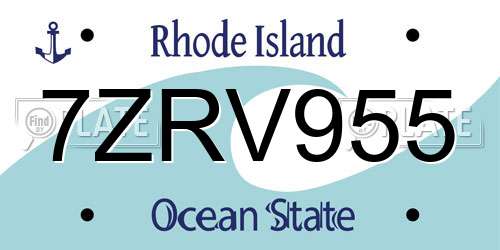 7ZRV955 Rhode Island License Plate