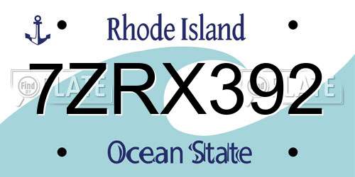 7ZRX392 Rhode Island License Plate