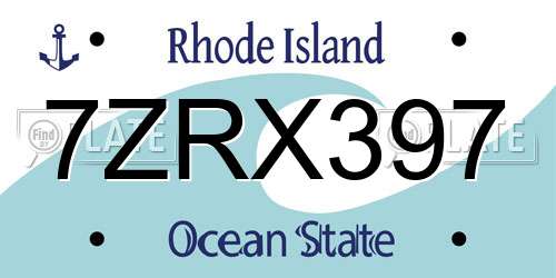 7ZRX397 Rhode Island License Plate