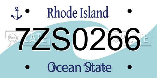7ZS0266 Rhode Island License Plate