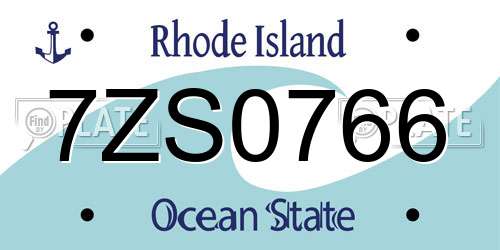7ZS0766 Rhode Island License Plate