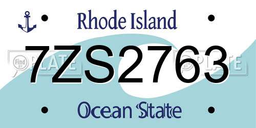 7ZS2763 Rhode Island License Plate