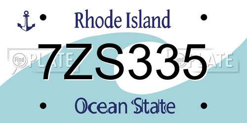 7ZS335 Rhode Island License Plate