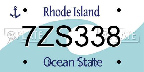 7ZS338 Rhode Island License Plate