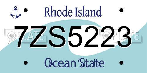 7ZS5223 Rhode Island License Plate