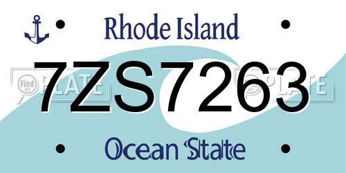 7ZS7263 Rhode Island License Plate