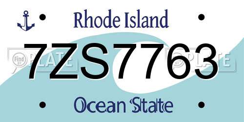 7ZS7763 Rhode Island License Plate