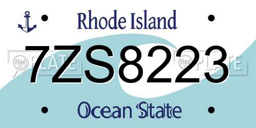 7ZS8223 Rhode Island License Plate