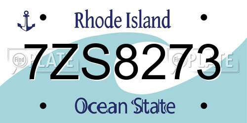 7ZS8273 Rhode Island License Plate