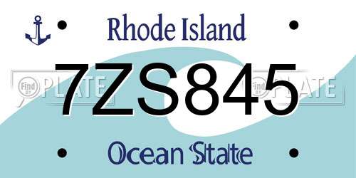 7ZS845 Rhode Island License Plate