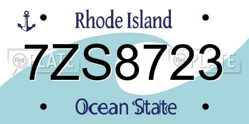 7ZS8723 Rhode Island License Plate