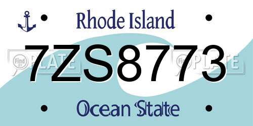 7ZS8773 Rhode Island License Plate