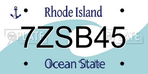 7ZSB45 Rhode Island License Plate