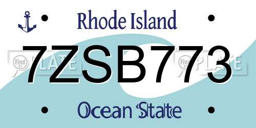 7ZSB773 Rhode Island License Plate