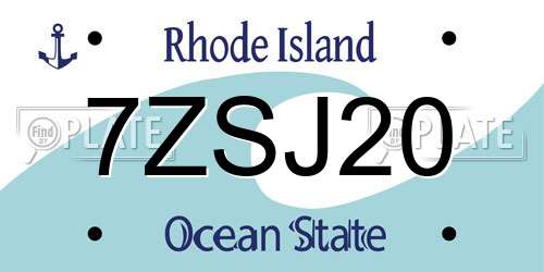 7ZSJ20 Rhode Island License Plate