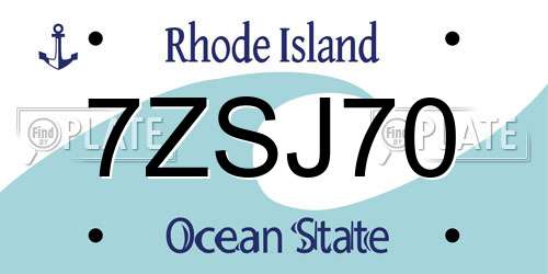 7ZSJ70 Rhode Island License Plate