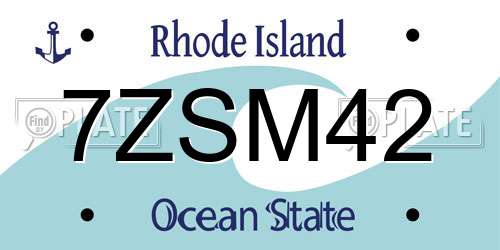 7ZSM42 Rhode Island License Plate
