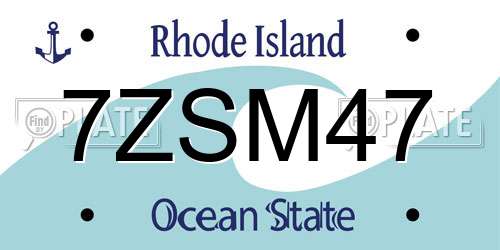 7ZSM47 Rhode Island License Plate