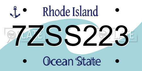 7ZSS223 Rhode Island License Plate