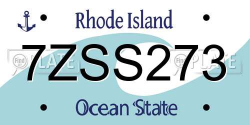 7ZSS273 Rhode Island License Plate