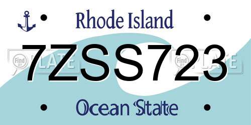 7ZSS723 Rhode Island License Plate