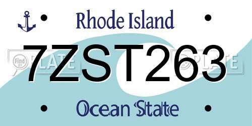 7ZST263 Rhode Island License Plate